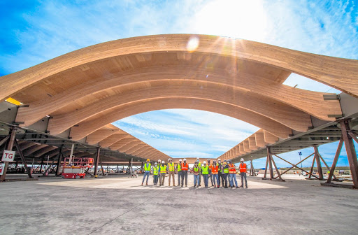Featured Image photo for Local Freres’s Mass Ply Panels shape the near-complete PDX Airport roof